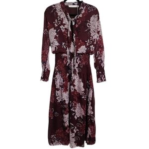 Bishop & Young Dahlia Maxi Dress M Chiffon Dark Floral Wedding Party Event NWT